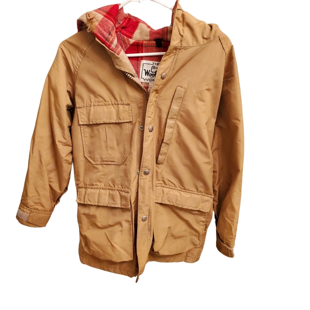 Woolrich Tan and Plaid Lined Parka Jacket